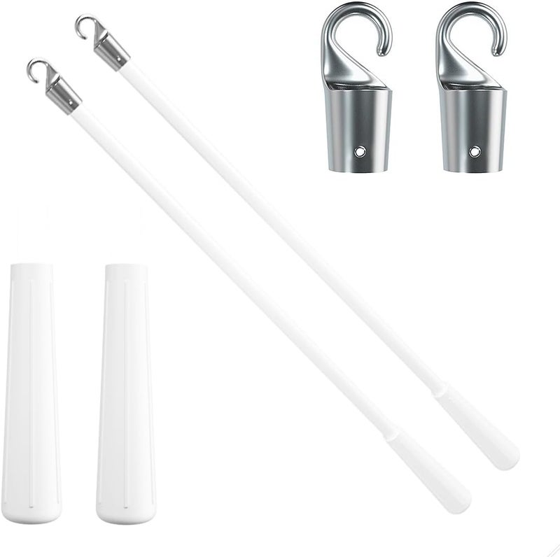Quadafy 2 Pcs 12 inch Blind Wand, Vertical Blinds Replacement Parts with Hook and Grip, White Fiberglass Blind Tilt Wand, for Windows Curtain Door Shades Opener Accessory - Image 1